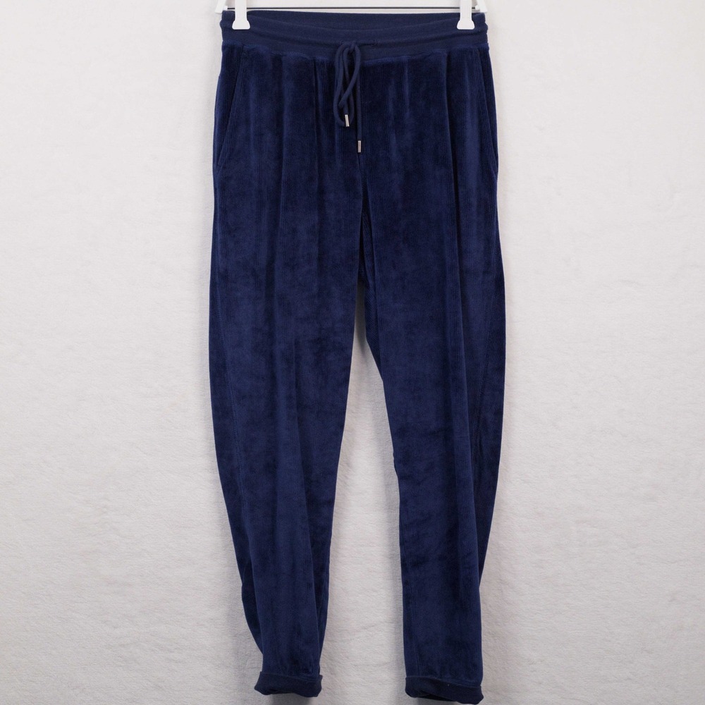 DANIEL BUCHLER Velour Corduroy Joggers Loungewear Pajama Pants Navy Blue Sz S